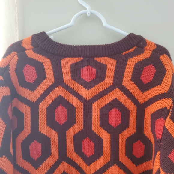 Men's Orange & Dark Brown Geometric Button-Up Sweater - Picture 11 of 13